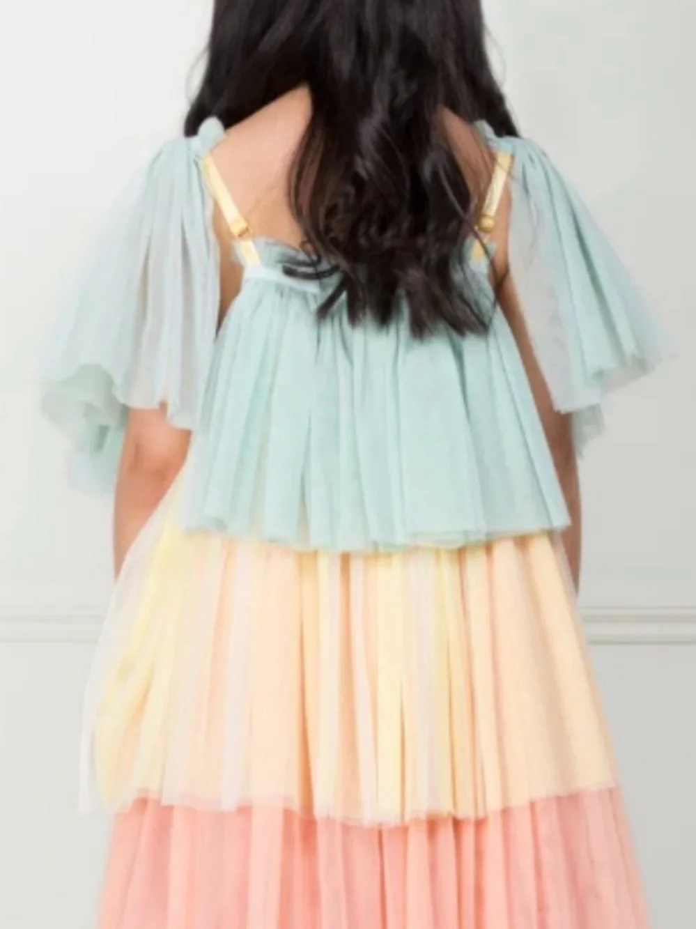 Meri Meri Rainbow Princess Dress - Mint, Yellow & Pink EUC Size 3-4